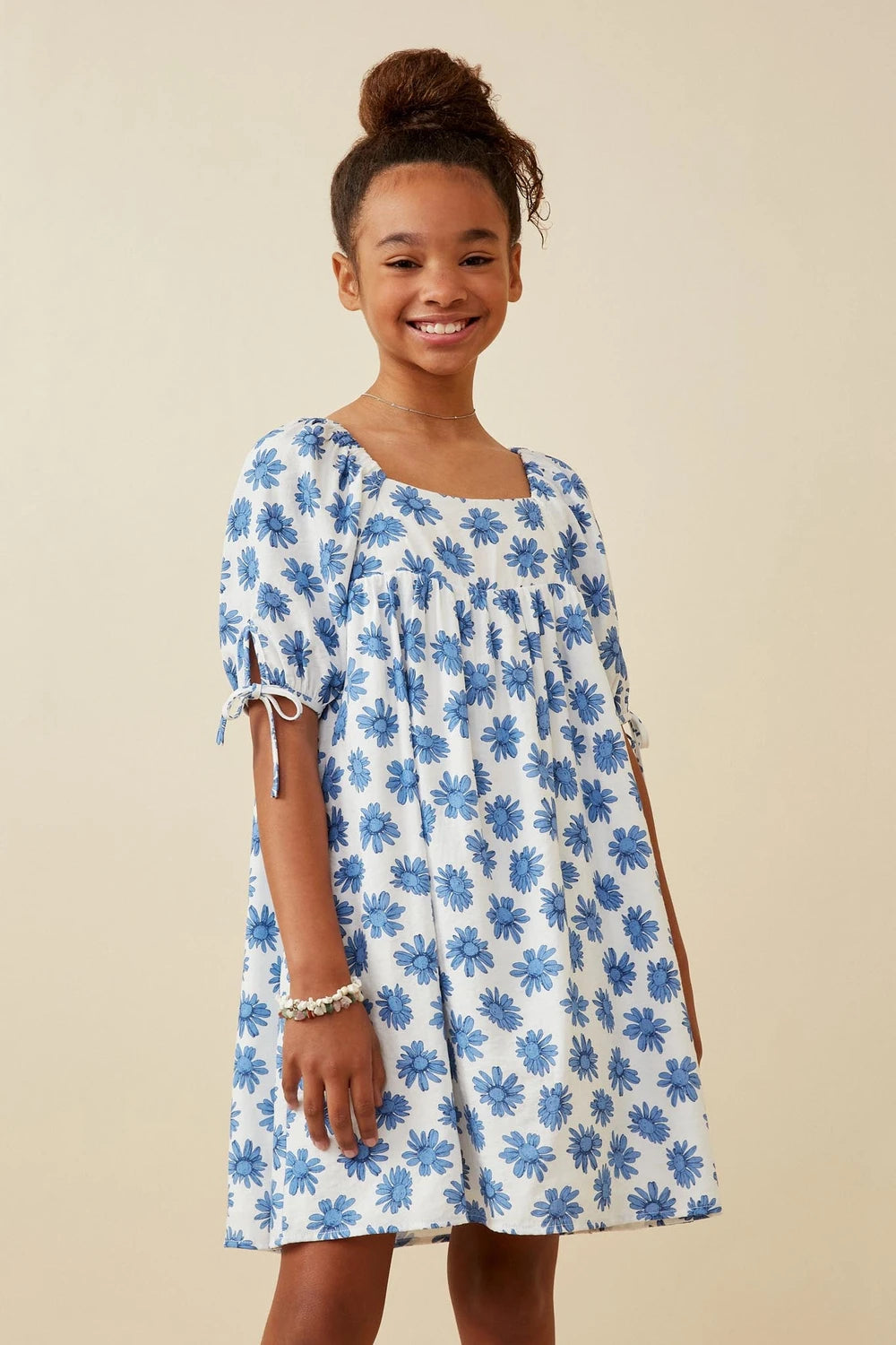 Tie Sleeve Floral Dress