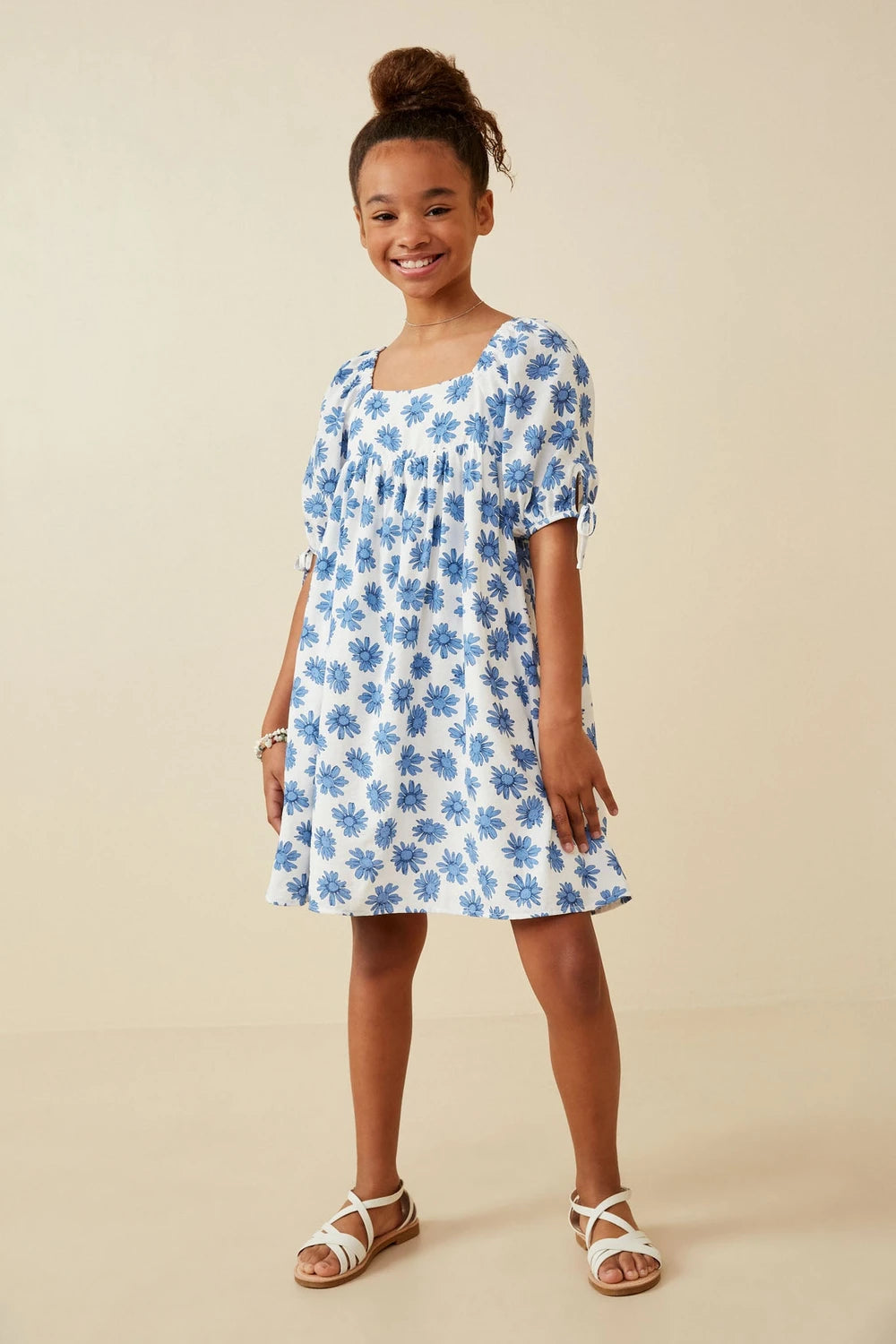 Tie Sleeve Floral Dress